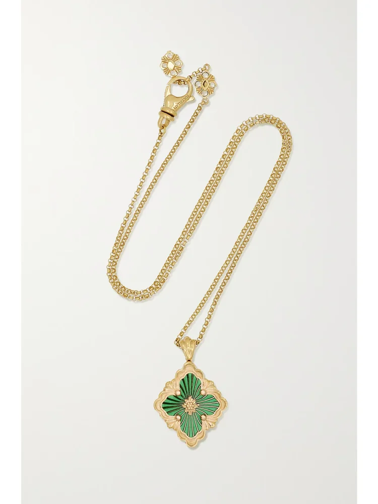Opera Tulle 18-karat gold and enamel necklace