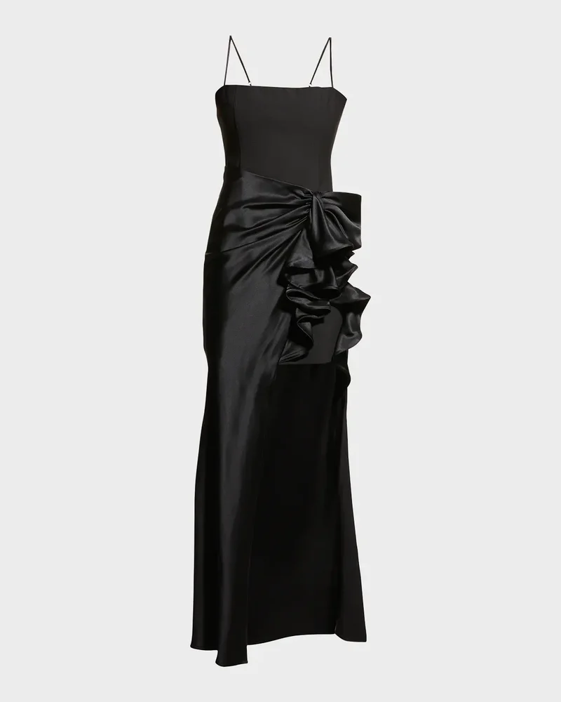 Drina Sleeveless Satin Wrap Gown