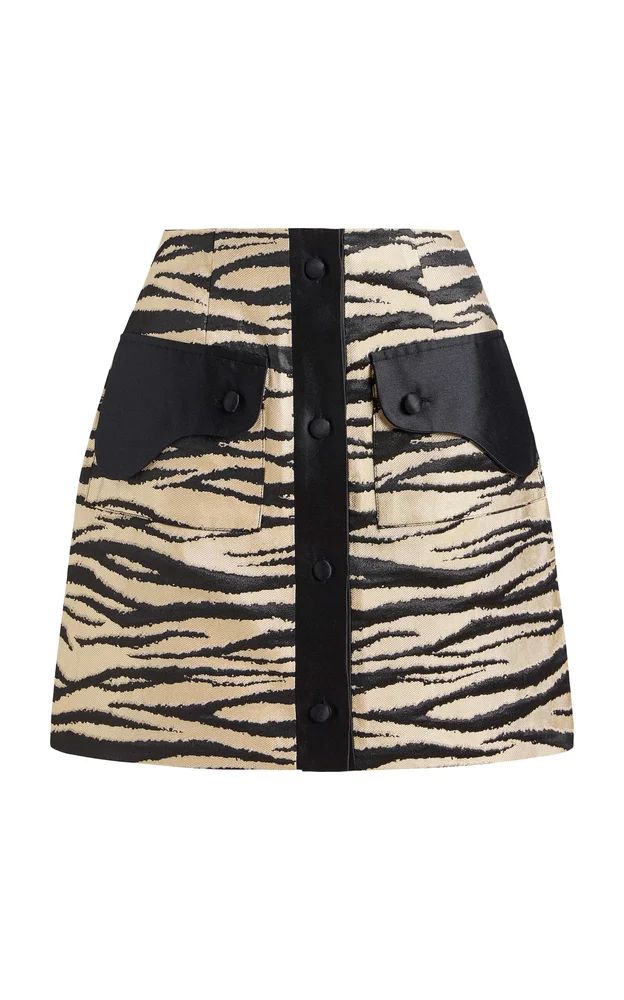 Noor Zebra-Striped Twill Mini Skirt