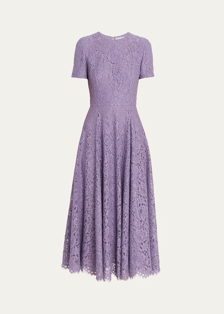 Floral Lace A-Line Midi Dress