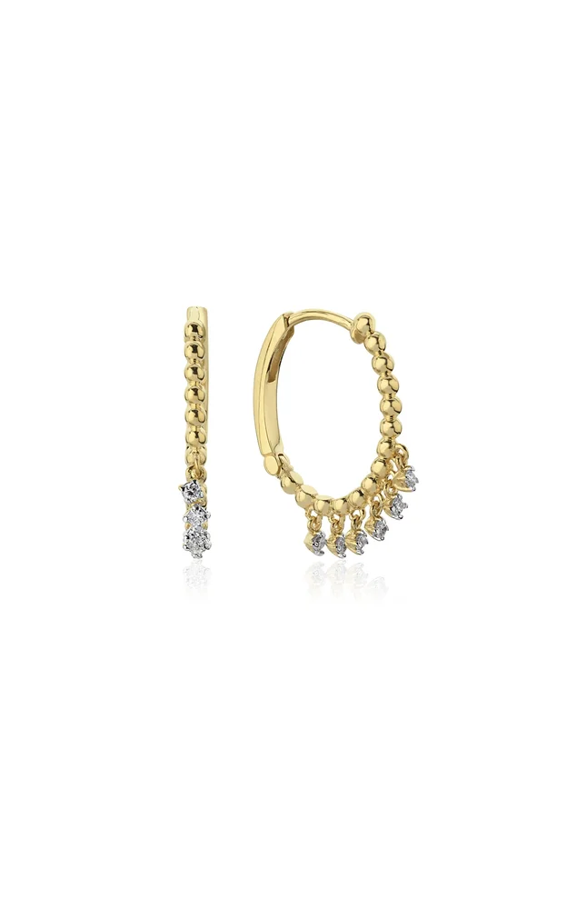 Mini Gypsy 14K Yellow Gold Diamond Hoop Earrings