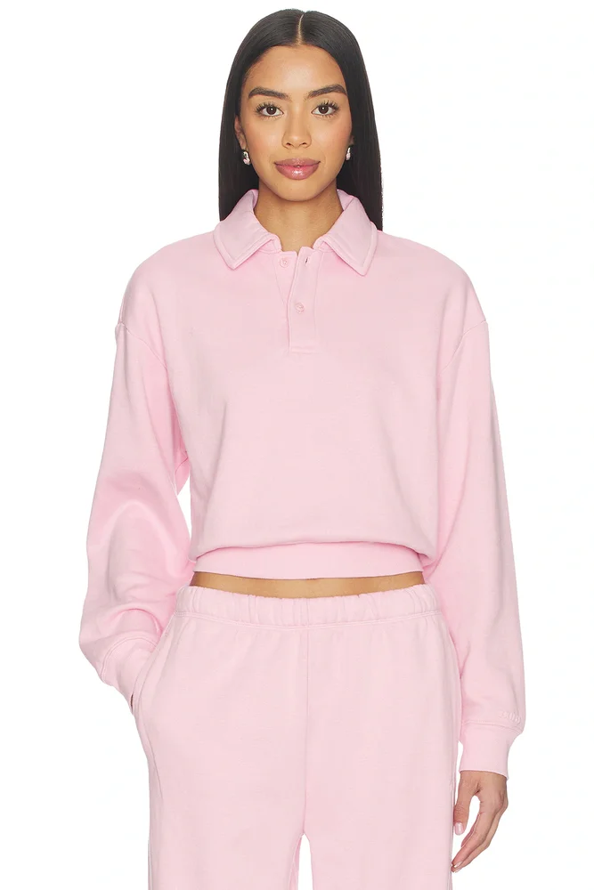 Cotton Fleece Polo Sweatshirt