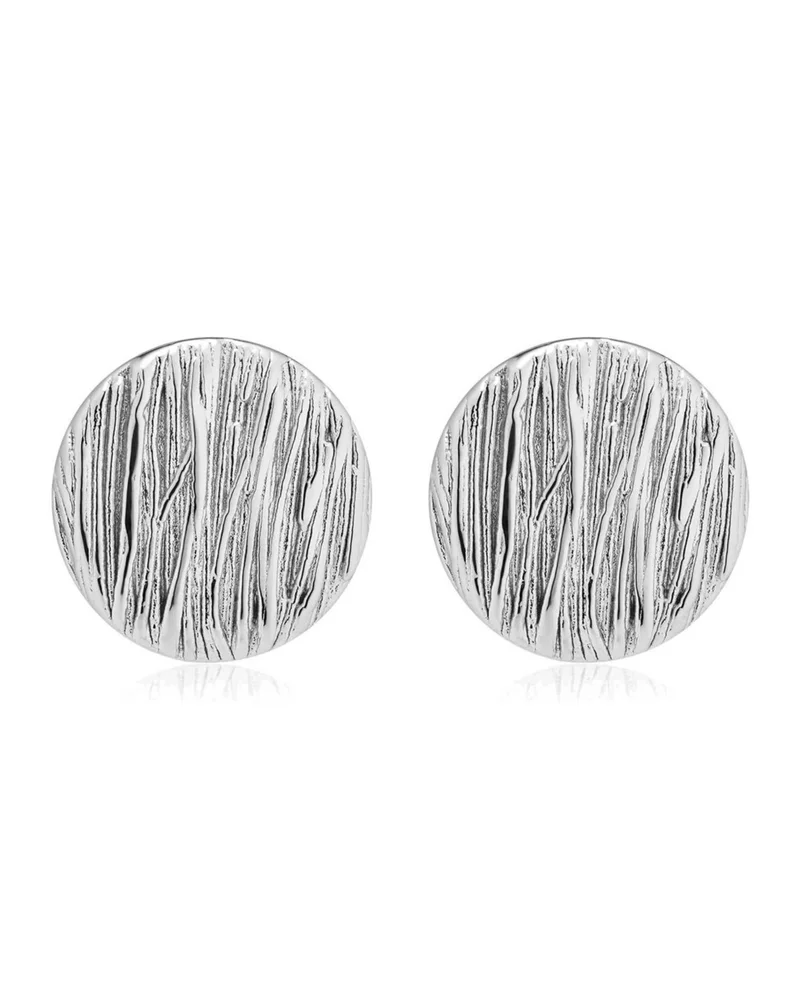 Sterling Silver Linen Button Earrings