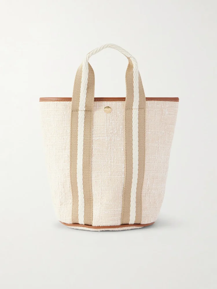 Cruise small leather-trimmed tweed tote