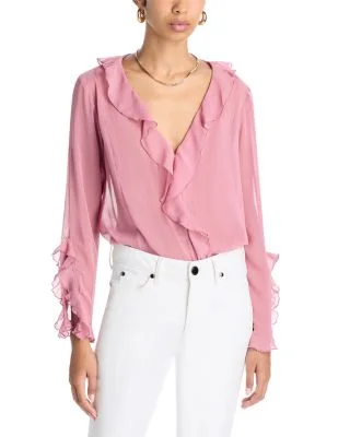 V Neck Ruffle Top