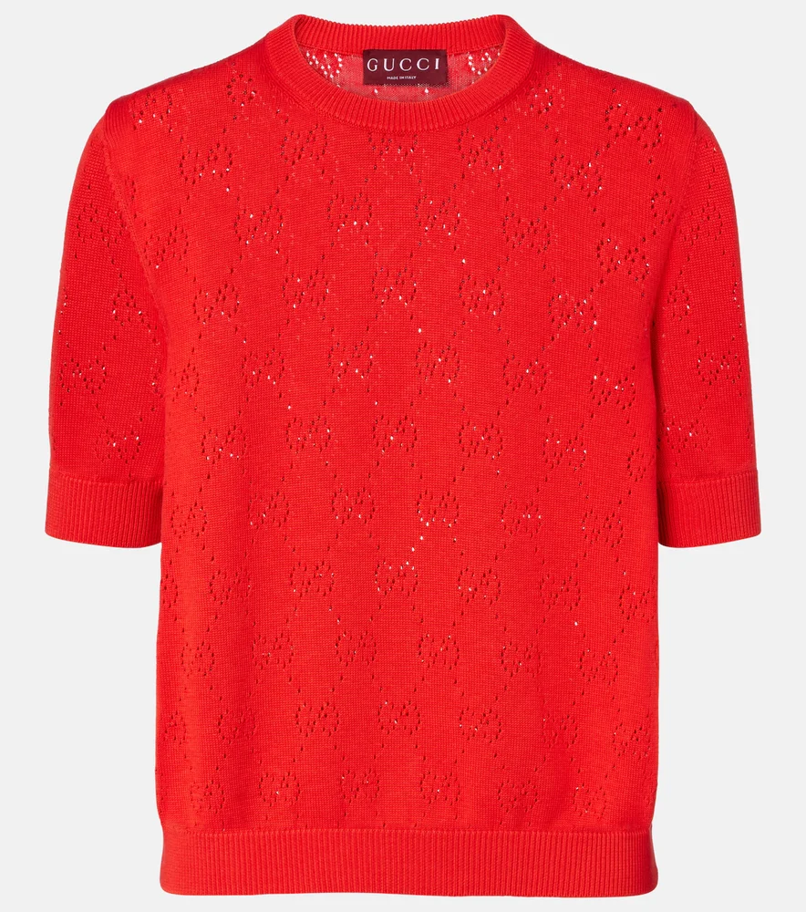 GG pointelle silk and cotton sweater