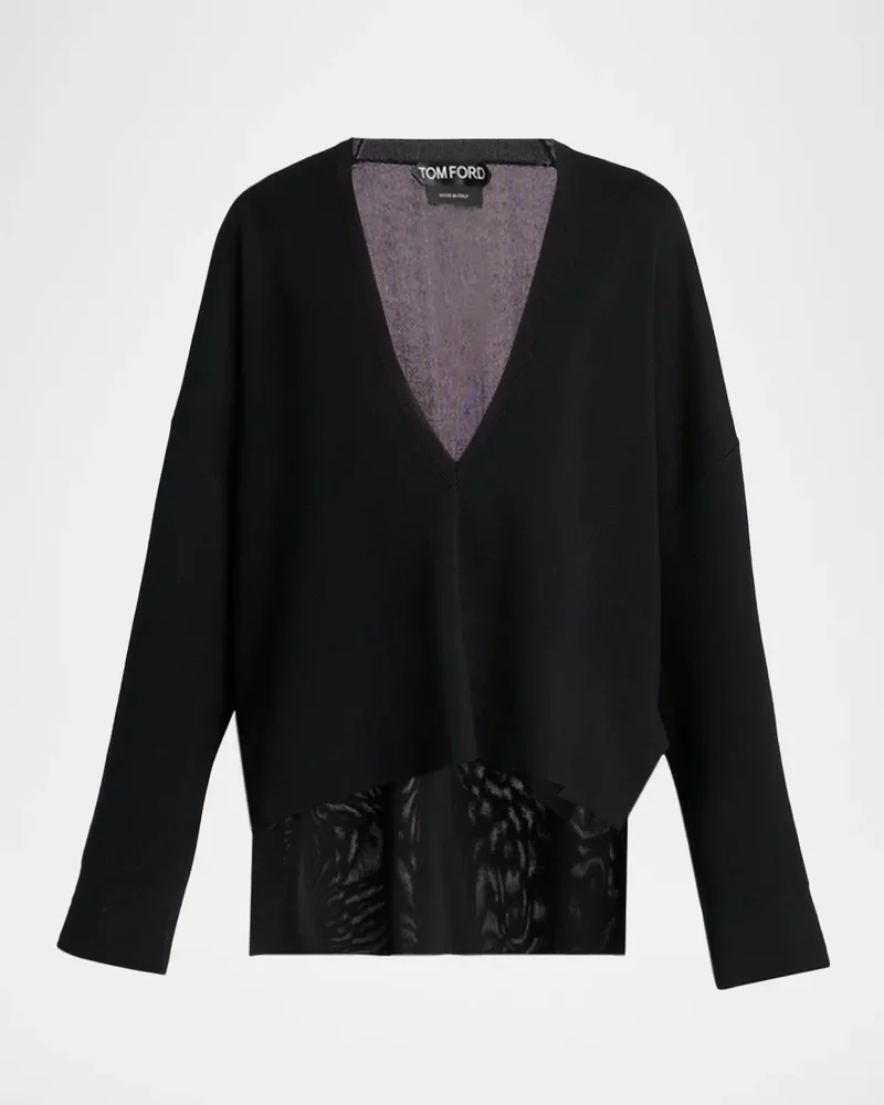 Fine Merino and Viscose V-Neck Sweater