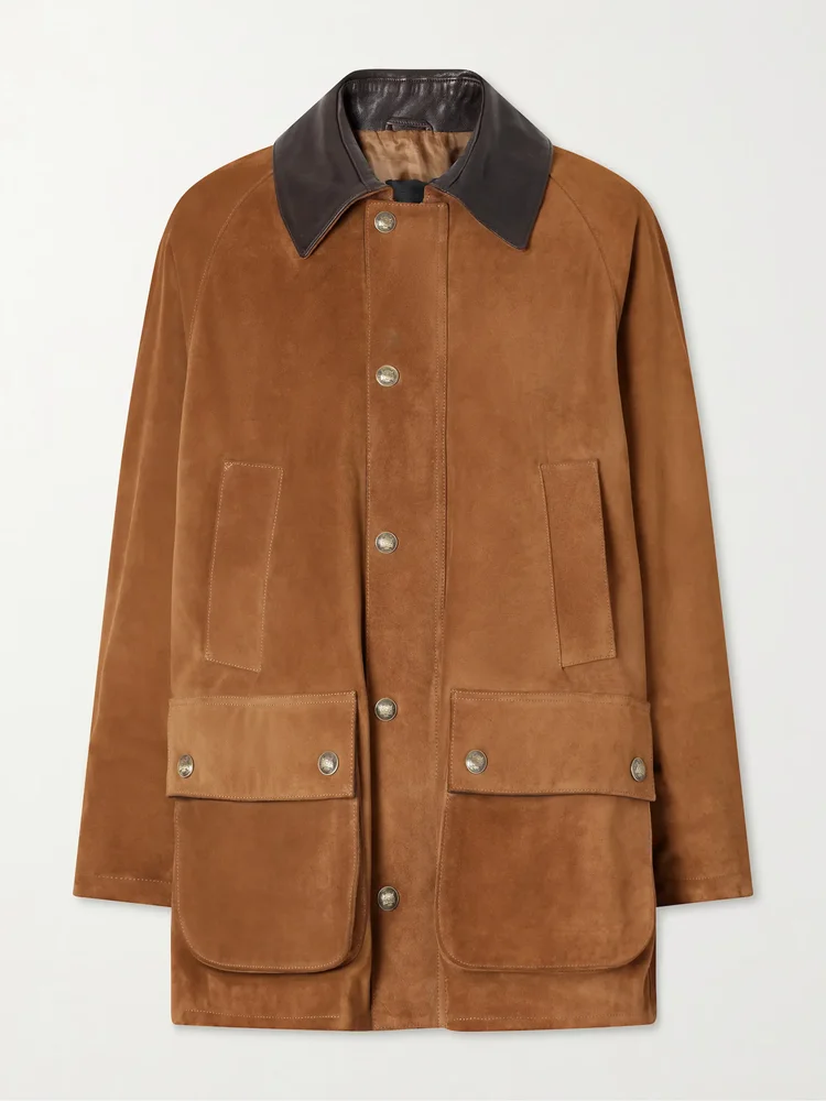 Kedem Leather-Trimmed Suede Jacket