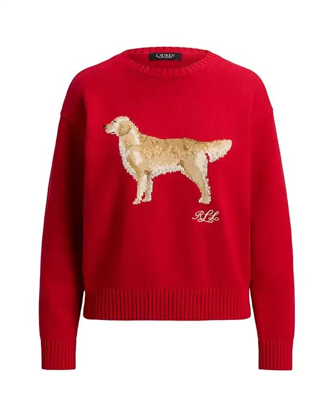 Intarsia Knit Golden Retriever Sweater