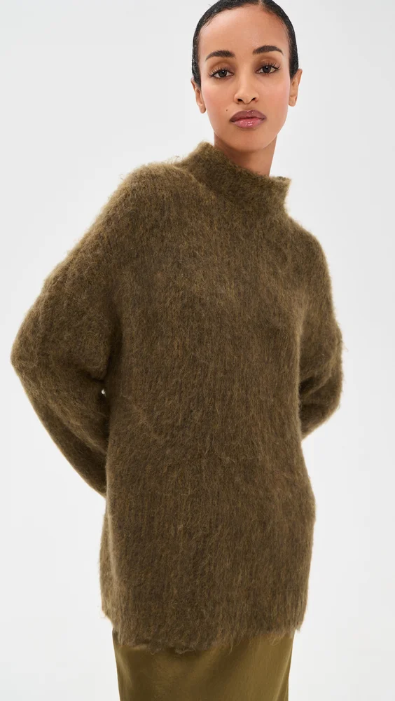 Oversized Brushed Mock Neck Sweater