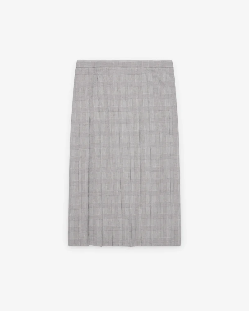 Pleated glen check skirt