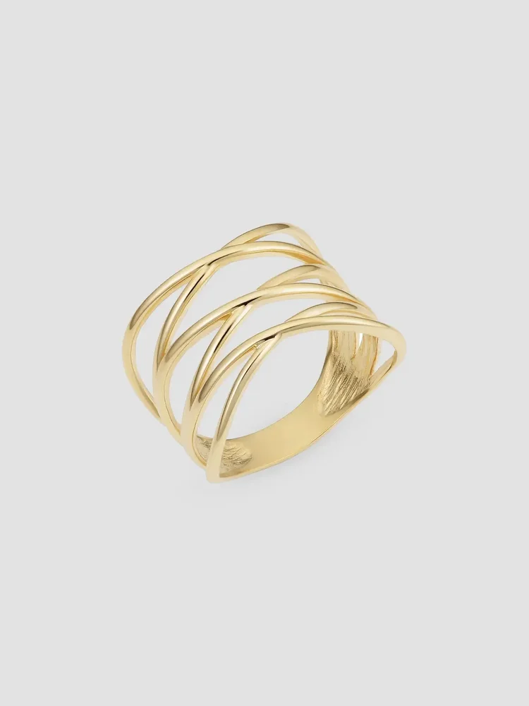 14K Yellow Solid Gold West Side Highway Ring