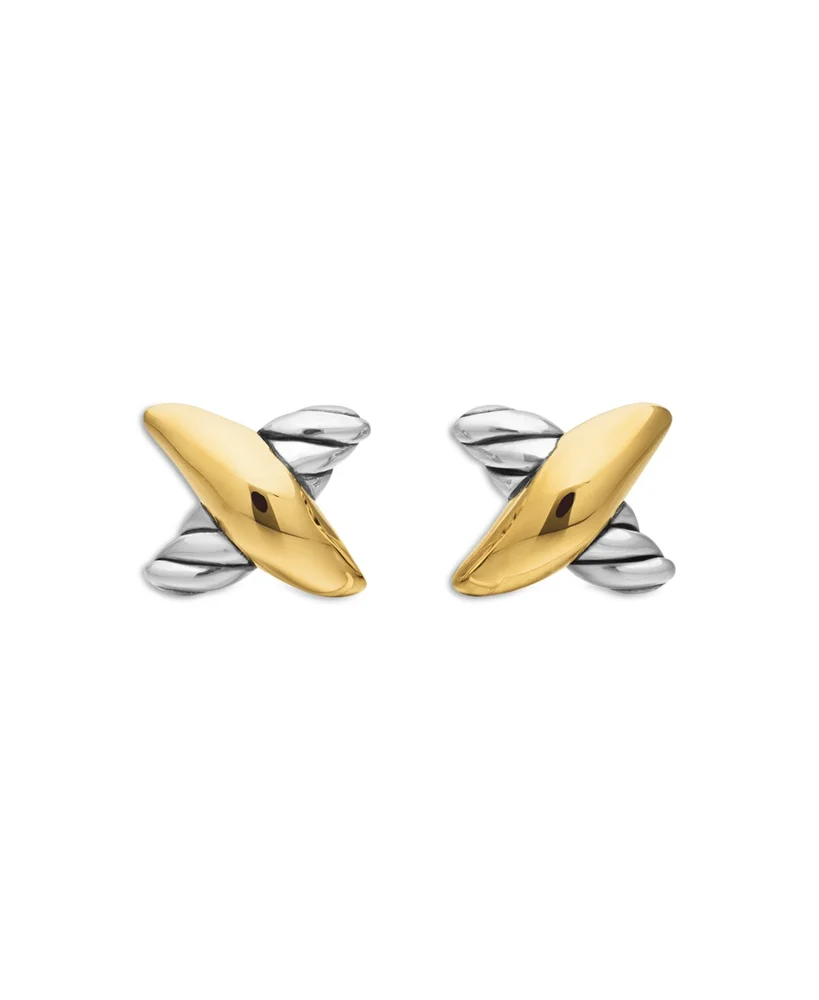 Sterling Silver & 18K Yellow Gold Petite X Stud Earrings