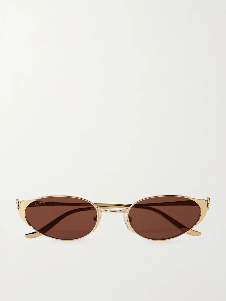 Panthère de Cartier oval-frame gold-tone sunglasses