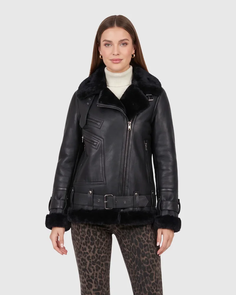 Shearling Lamb Moto Zip Jacket