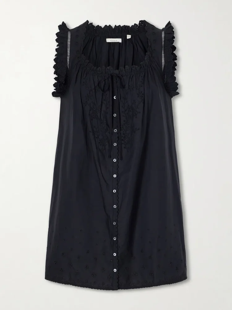 DÔEN Nessie broderie anglaise organic cotton mini dress