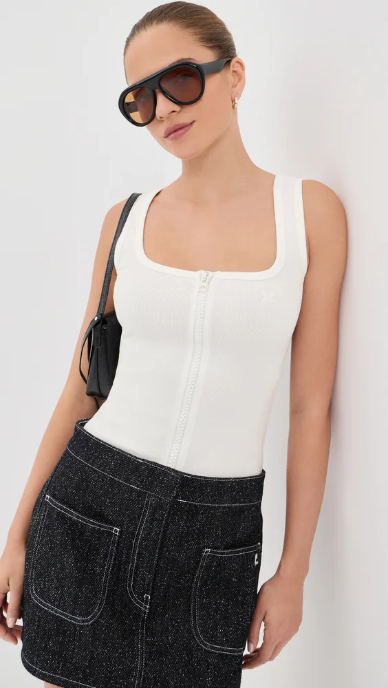 90'S Rib Zipped Tank Top