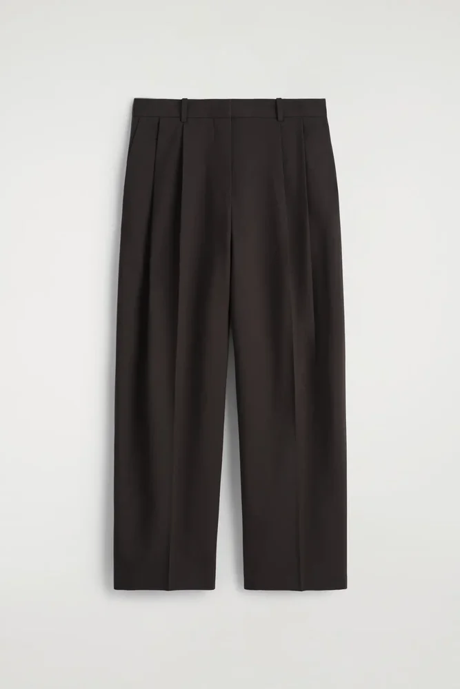 Relaxed Twill Wide-Leg Pants