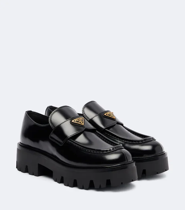 Logo leather platform loafers