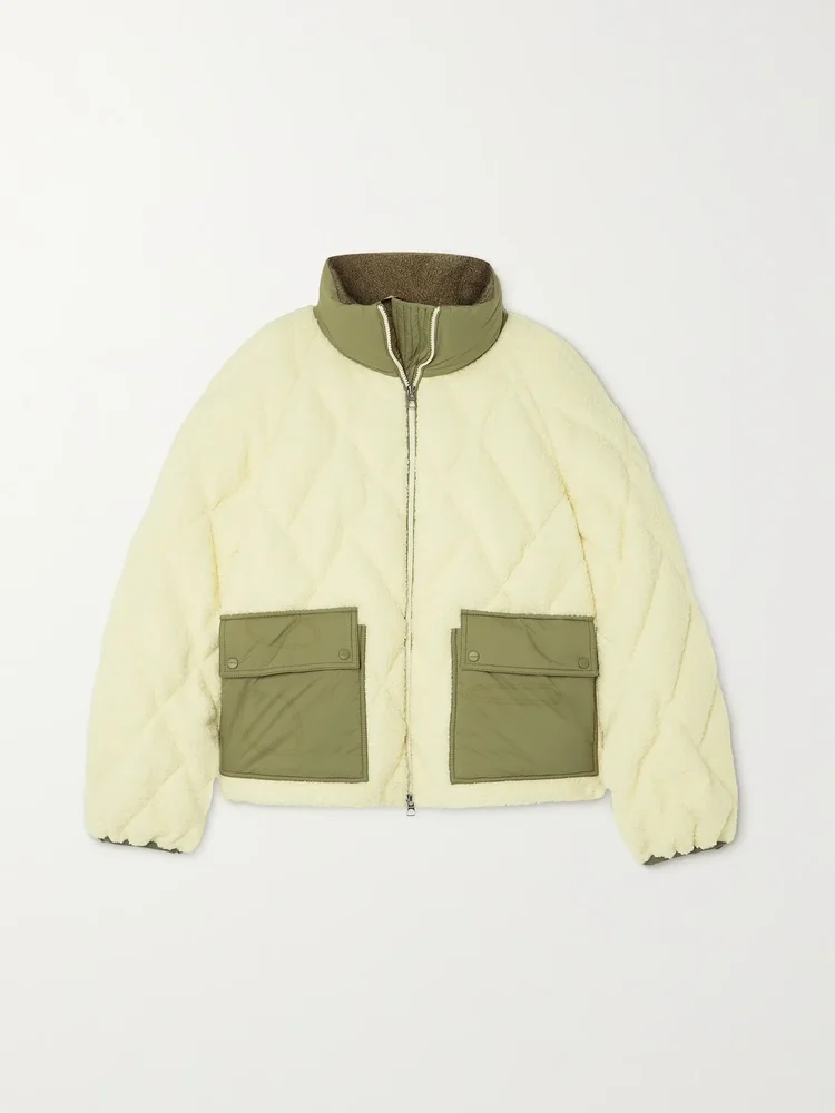 Jonquille shell-trimmed quilted fleece down jacket