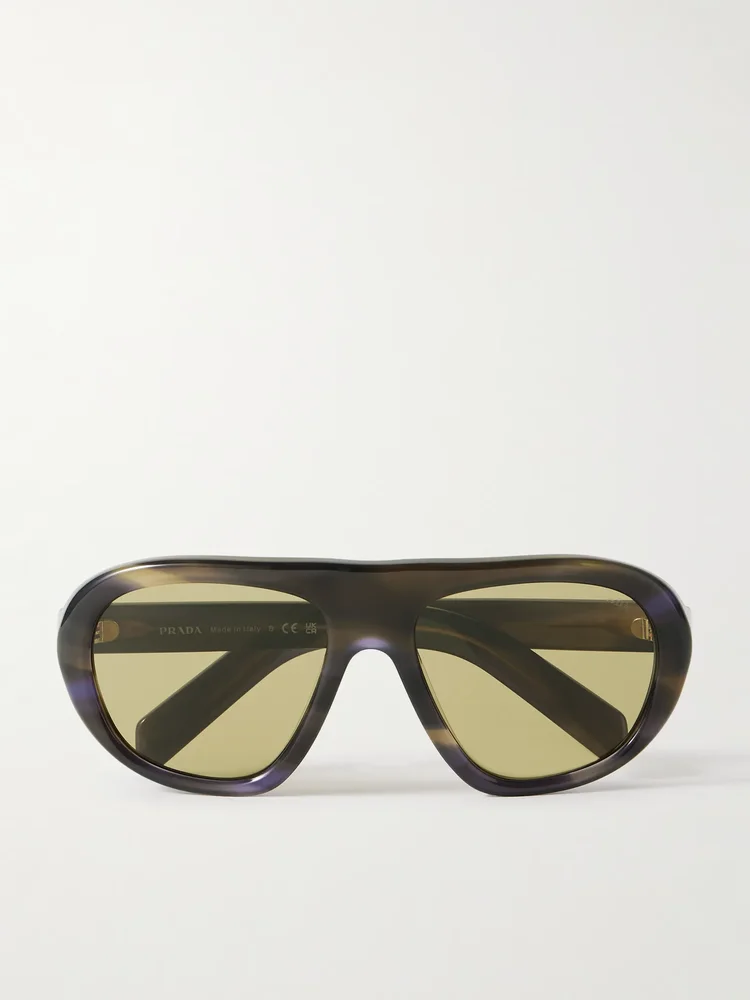 Oversized aviator-style acetate sunglasses