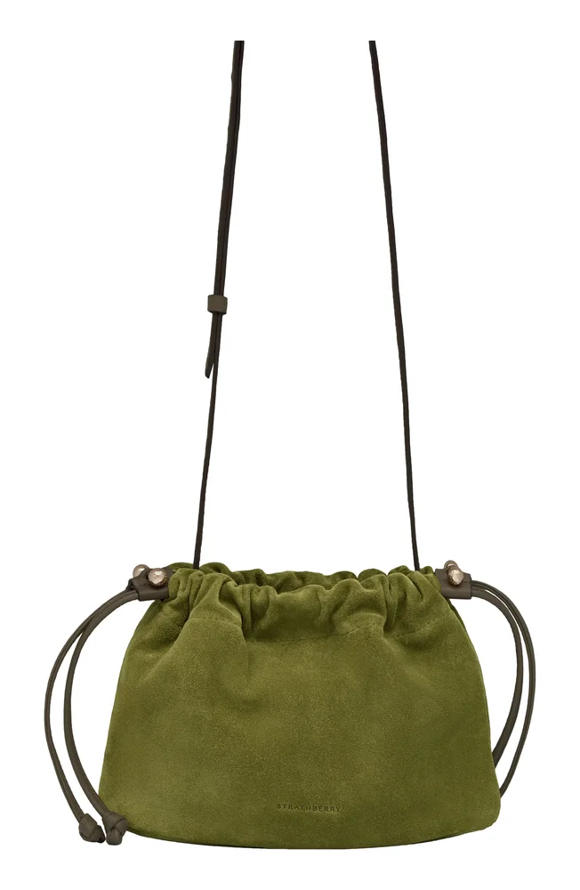 Drawstring Suede Crossbody Bag
