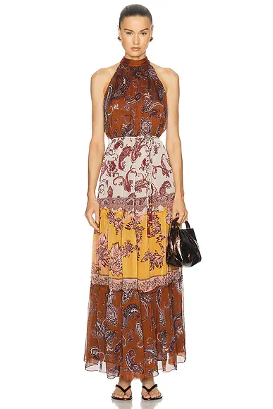 Halter Neck Tiered Maxi Dress