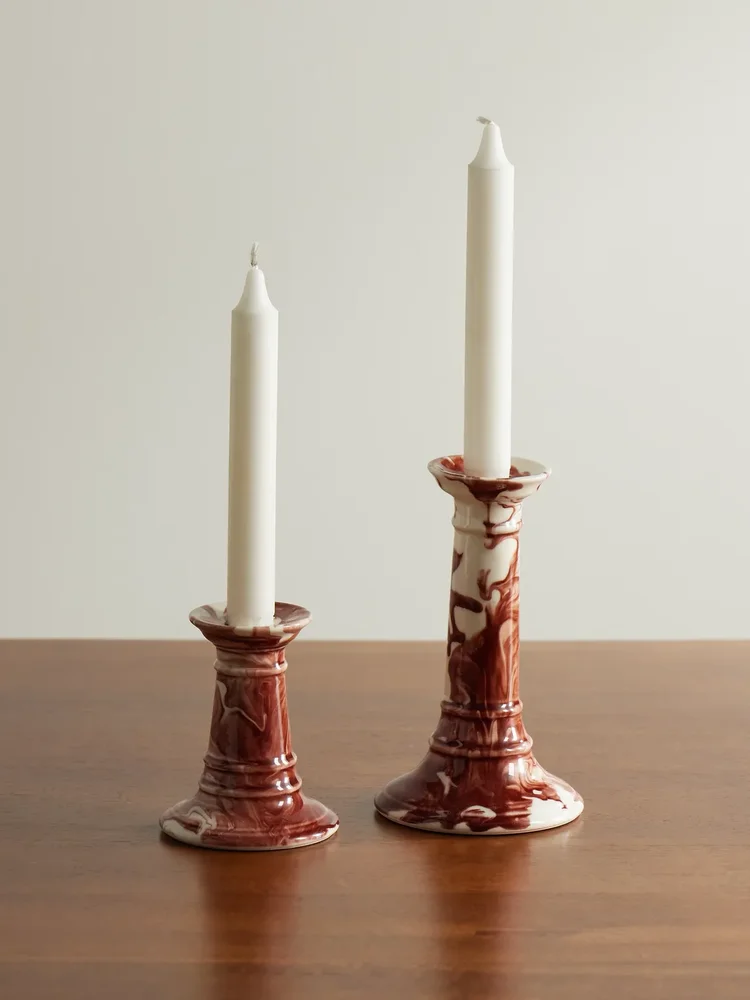 Wardour Set of Two Earthenware Candlesticks