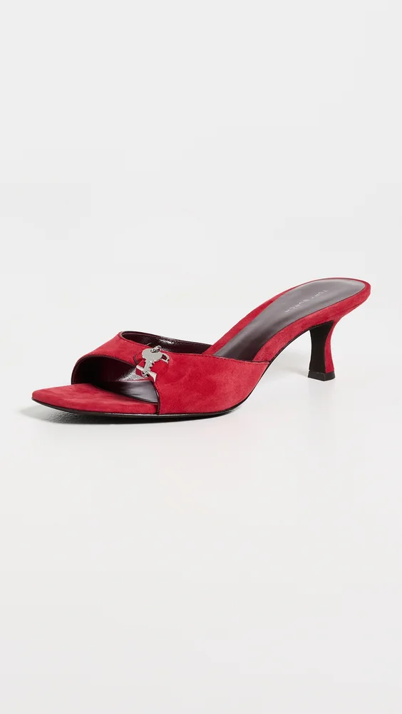 Lock Kitten Heel Sandals 55mm (Toucan Red/Merlot/Silver)