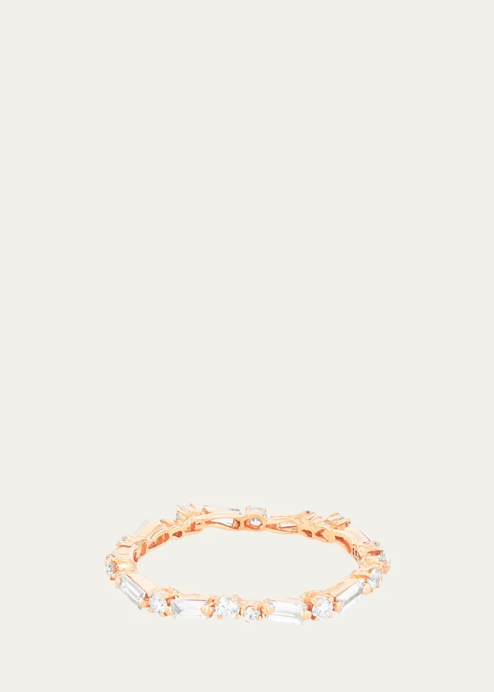 18K Rose Gold Fireworks Thin Mix Eternity Band Ring