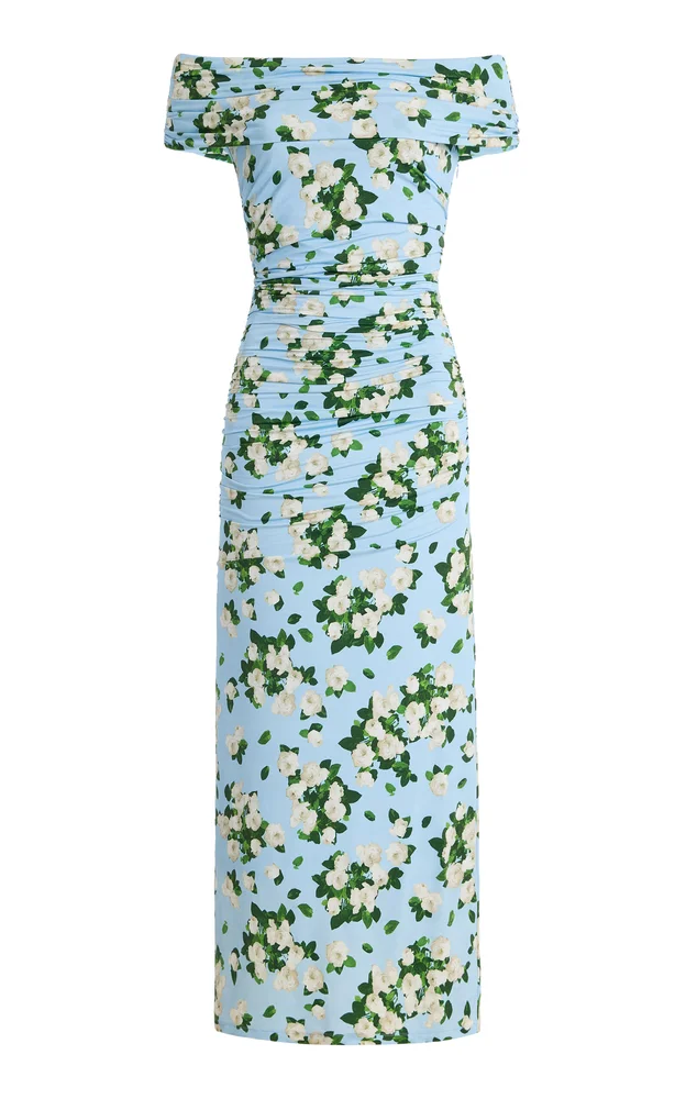 Floral Jersey Gathered Midi Dress
