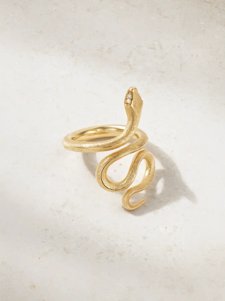 Snake medium 18-karat gold diamond ring