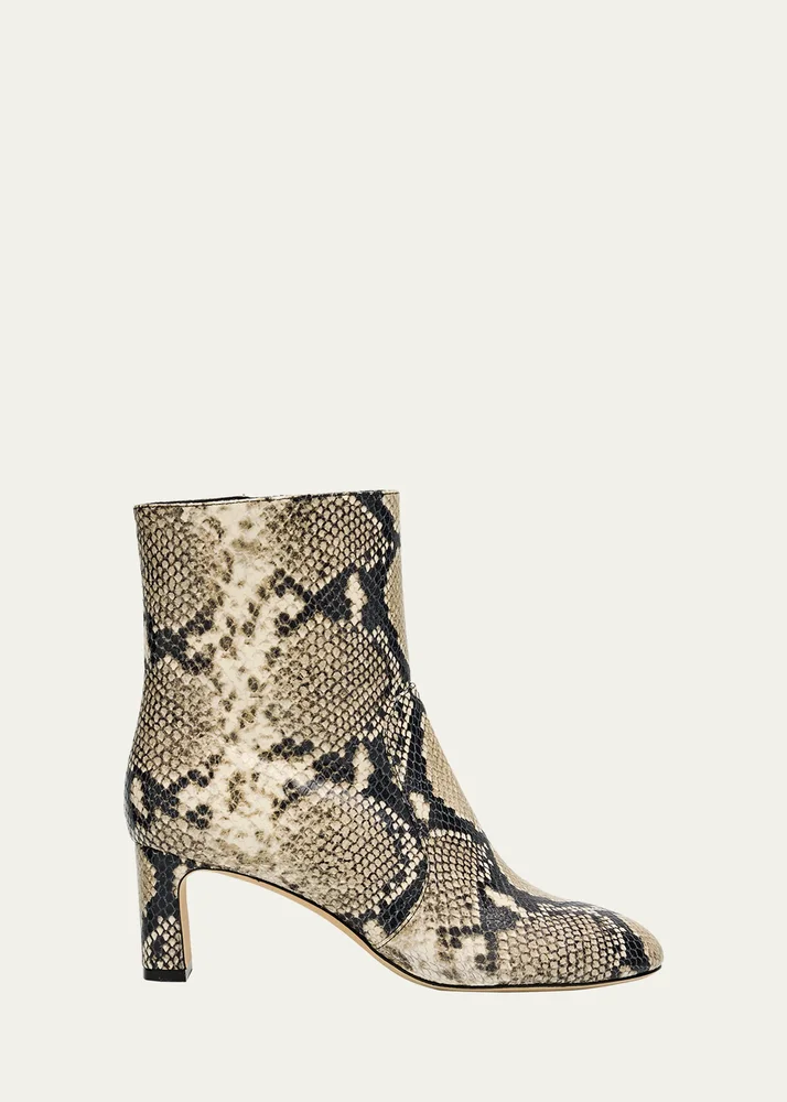 Babette Snake-Printed Leather Booties