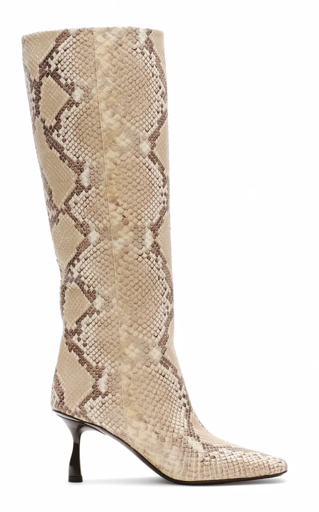 Caterina Python-Effect Leather Knee Boots