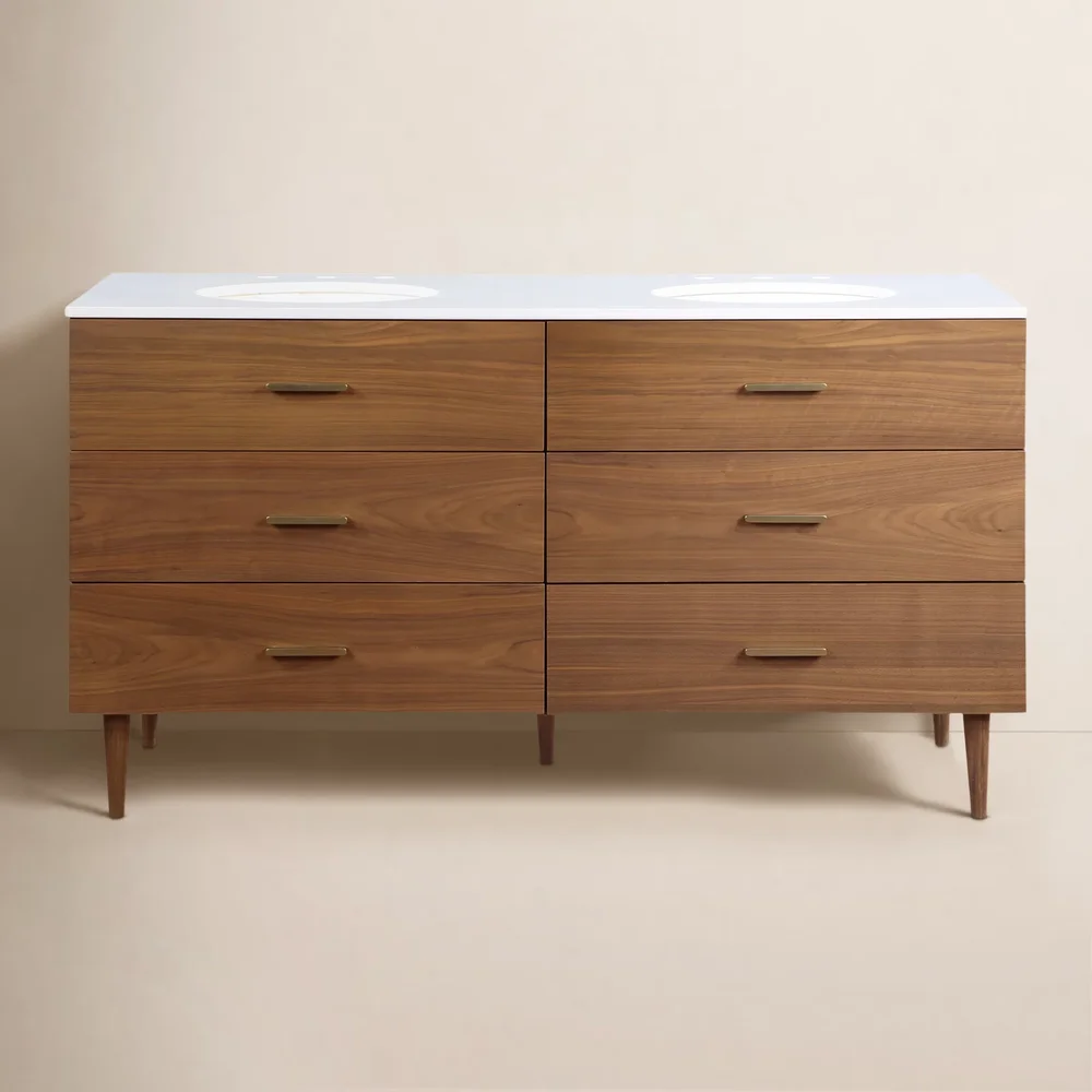 Dondi 60" Walnut Double Bathroom Vanity