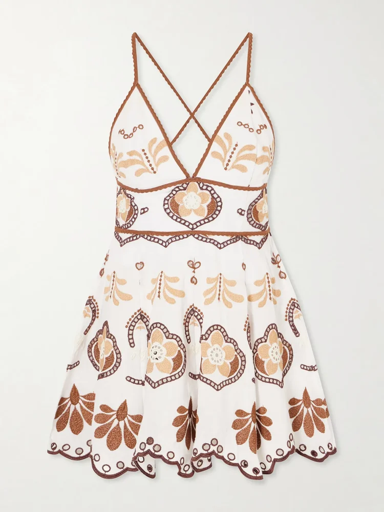 Jela broderie anglaise cotton-blend mini dress