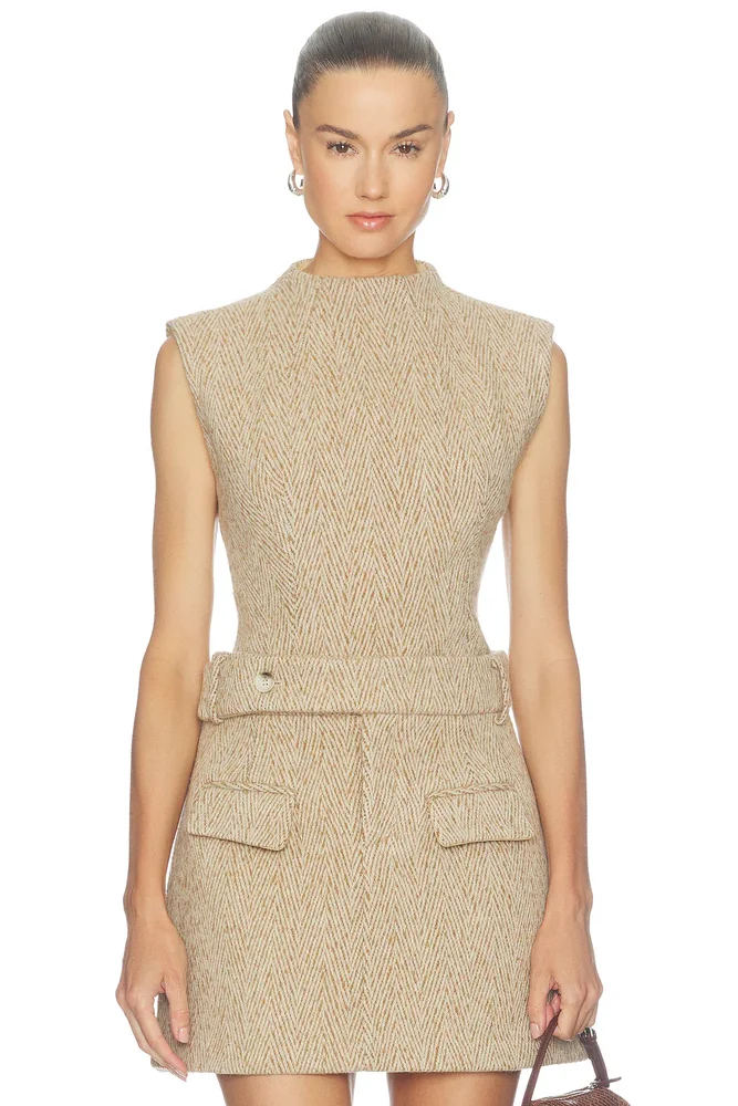 Wool Mix Tweed Sleeveless Top