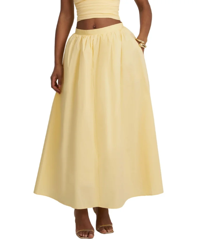 Wina Cotton Poplin Low-Waisted Maxi Skirt