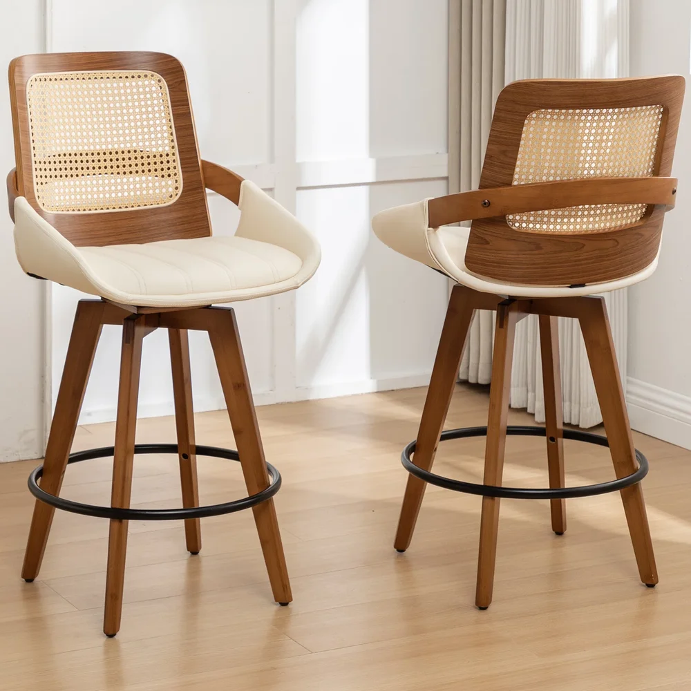Shayleah Swivel Cane Back Counter & Bar Stools