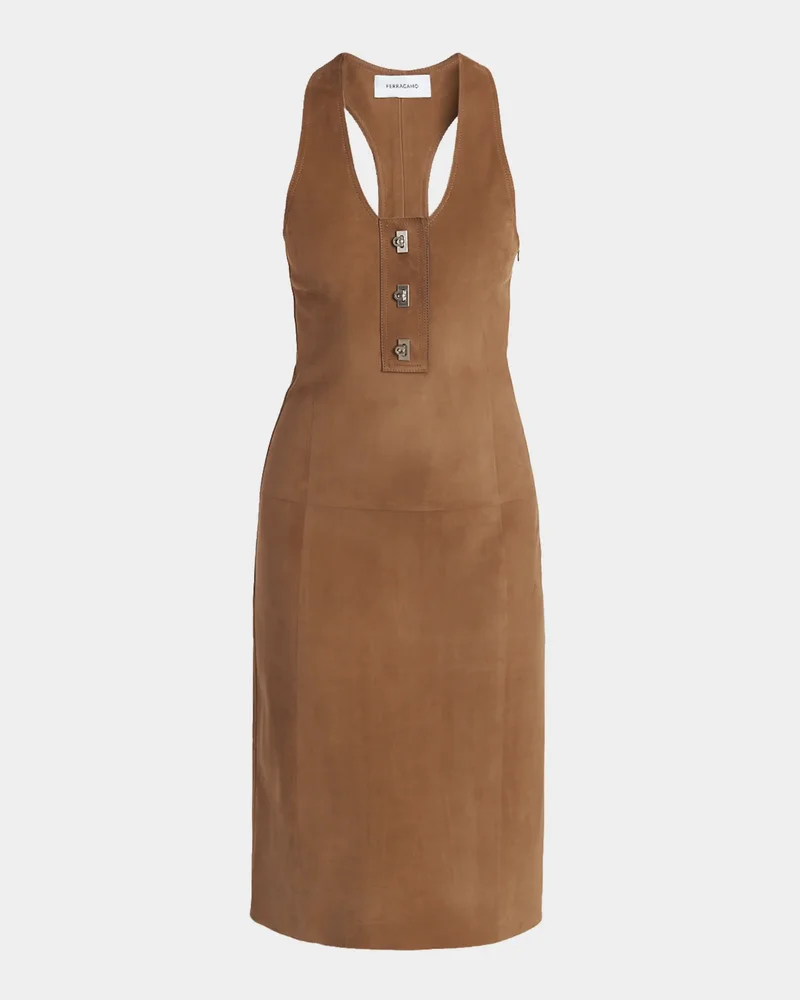 Nubuck Suede Sleeveless Midi Dress