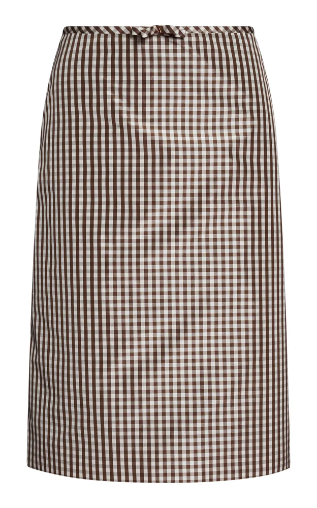 Gingham Silk Taffeta Midi Skirt