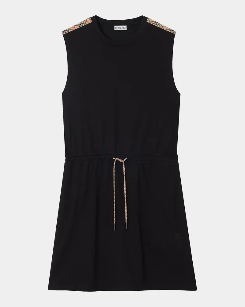 Tabitha Check-Trim Drawstring Mini Dress
