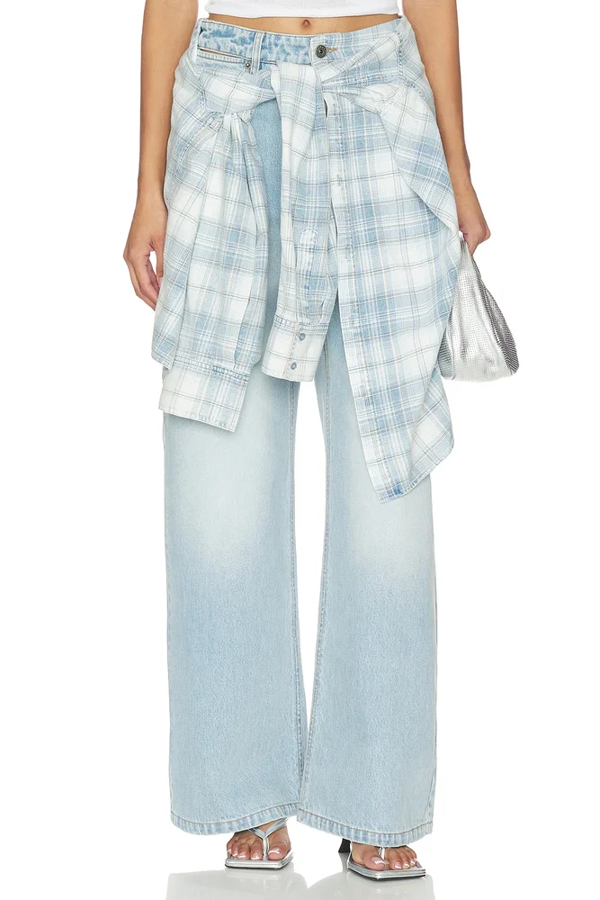 Lace-Up Denim Jean