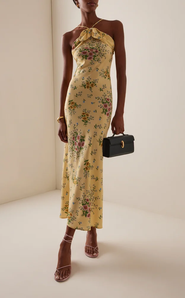 Daisy Silk-Crepe Midi Halter Slip Dress