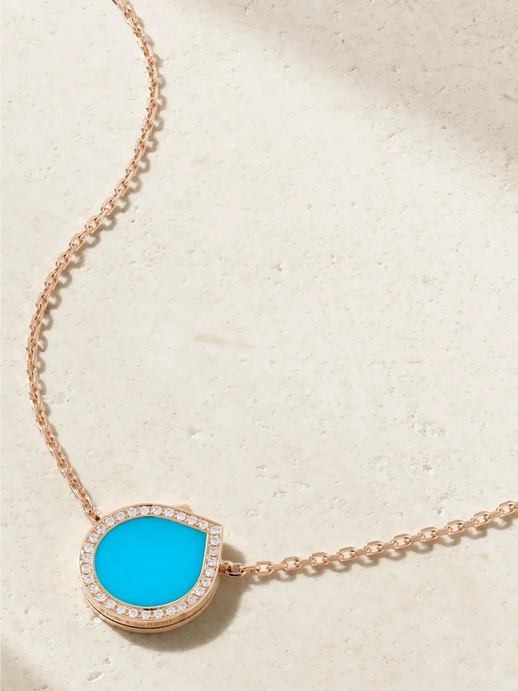 Antifer 18-karat rose gold, turquoise and diamond necklace