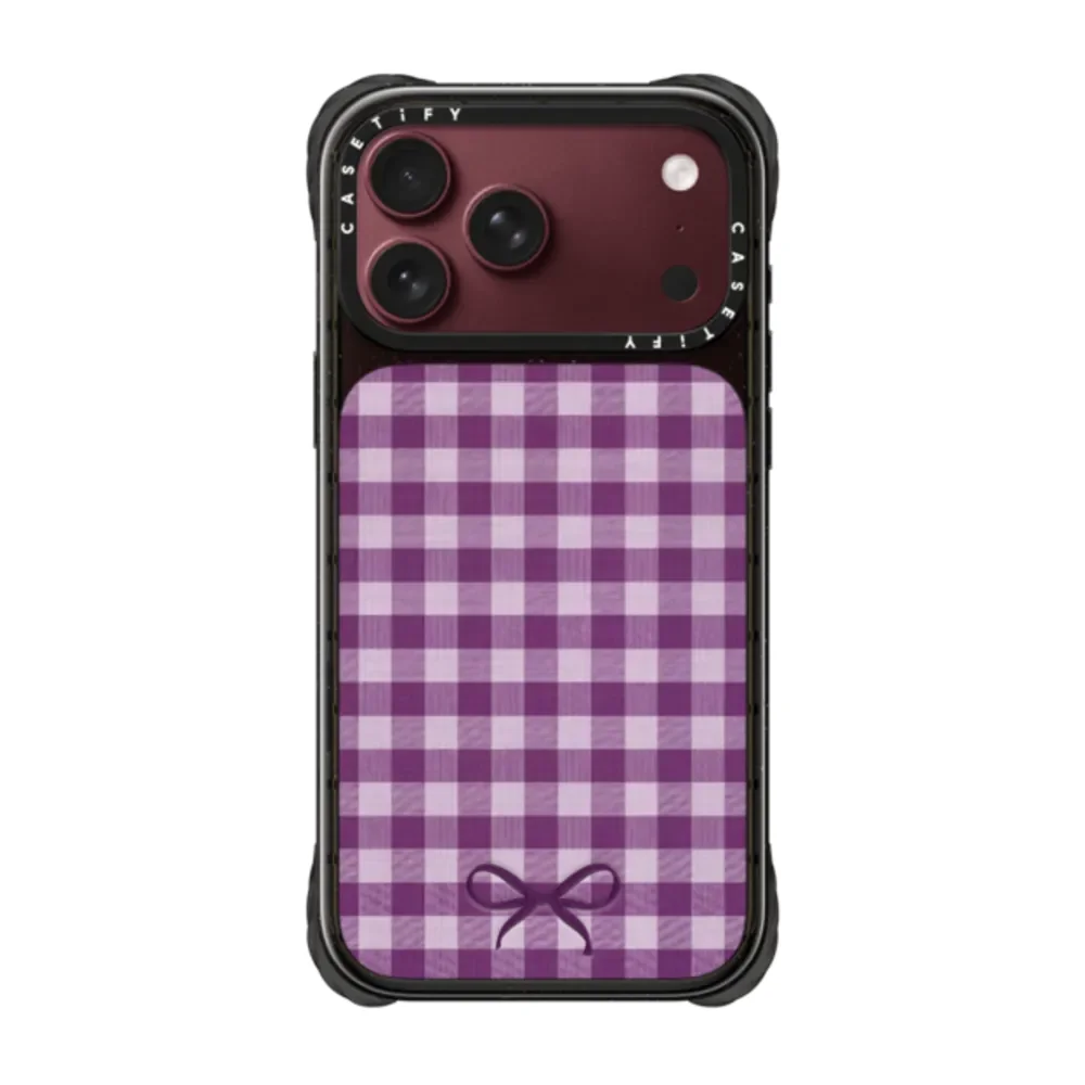 Gingham Purple Ultra Impact Case MagSafe Compatible, Glossy