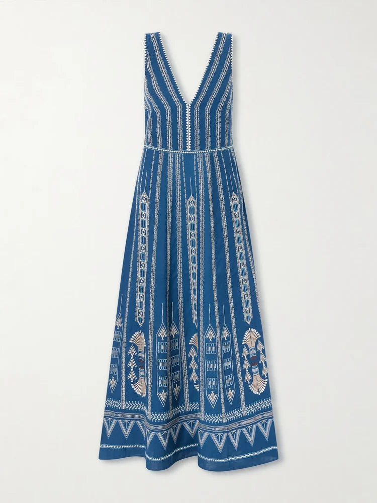 Nellie embroidered cotton and linen-blend maxi dress