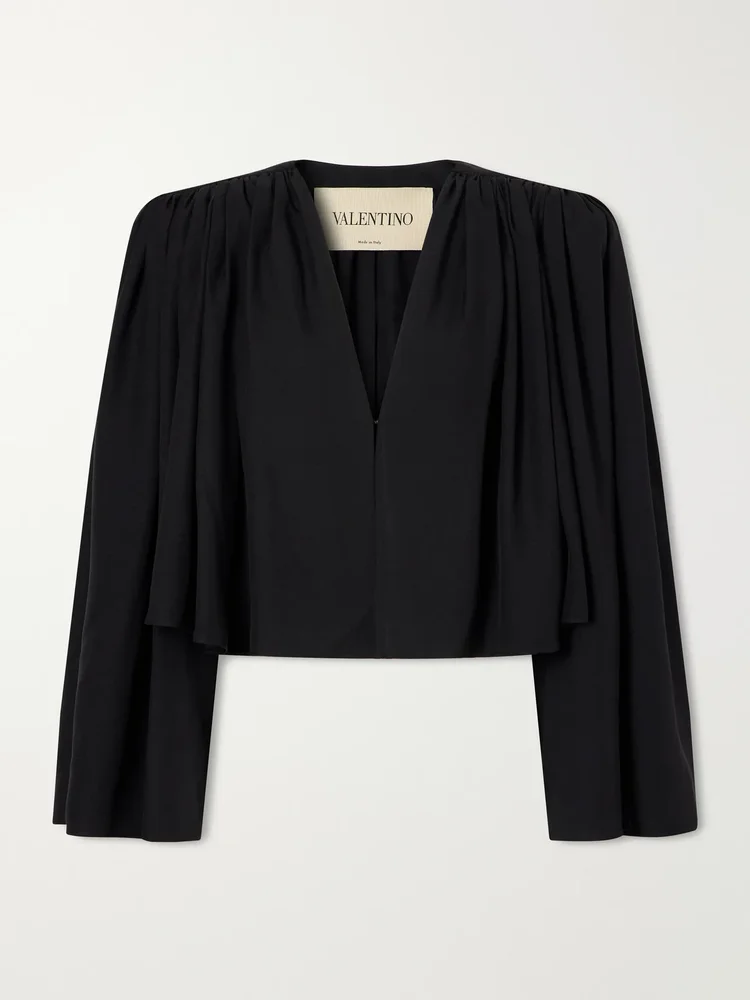 Silk-crepe crop jacket
