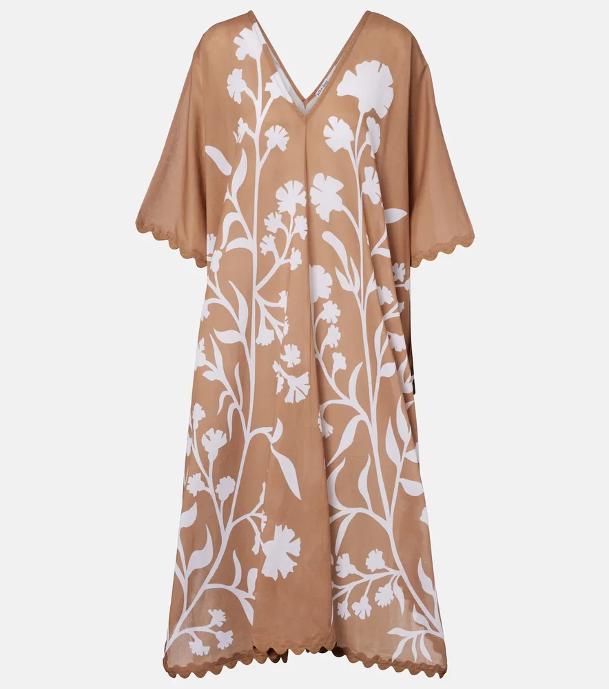 Floral scalloped cotton kaftan