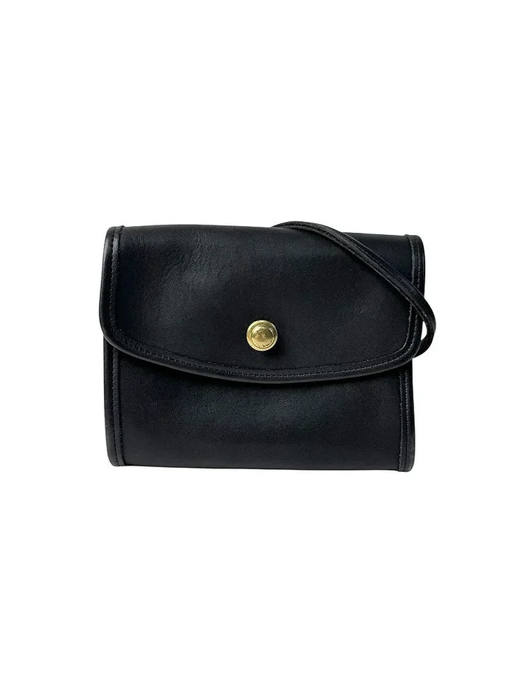 Pre-Owned Vintage German Snap Crossbody Pouch, Black